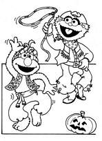 coloriage 1 rue sesame halloween